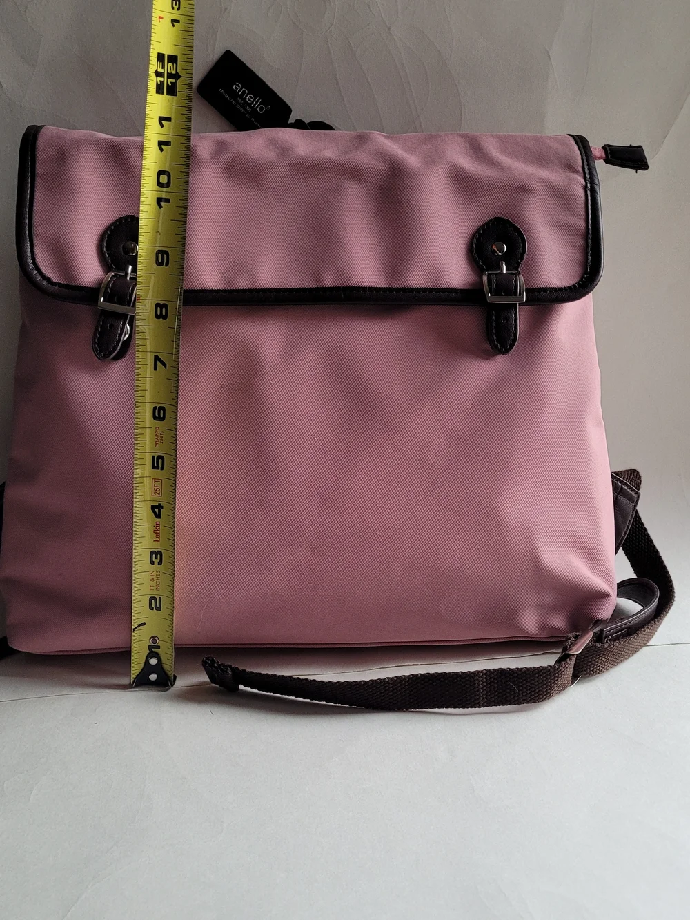 Anello Pink Canvas Backpack with Dark Brown Trim
